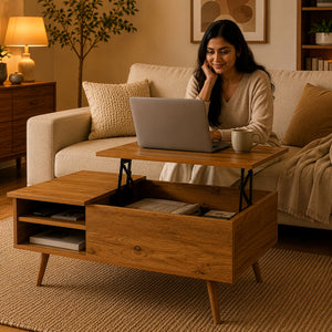 Salontafel Vasdabod met liftplaat 96x59x50 cm eikenlook [en.casa]