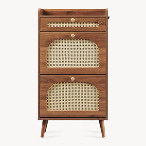 Schoenenrek Virievarnu 111x60x24 cm Notenhoutlook [en.casa]
