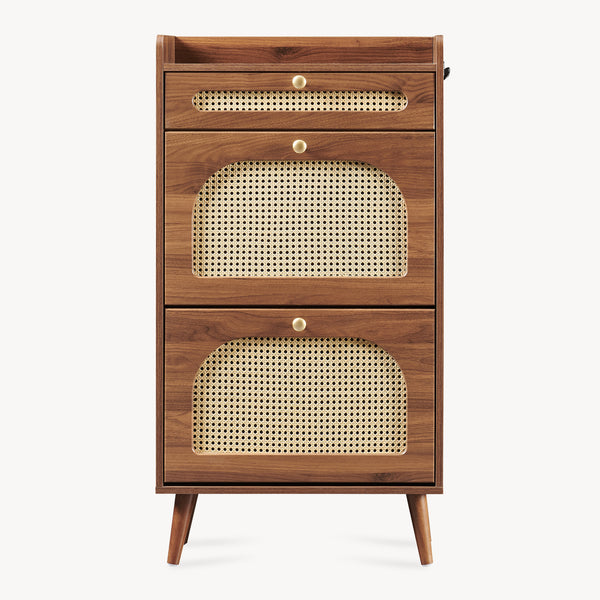 Schoenenrek Virievarnu 111x60x24 cm Notenhoutlook [en.casa]