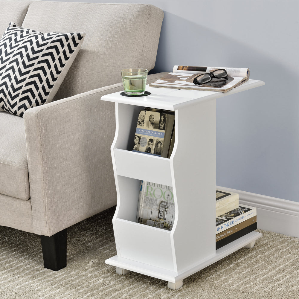 Bijzettafel Kungälv 53x30x63 cm wielen en opbergvakken wit en.casa - premiumXL