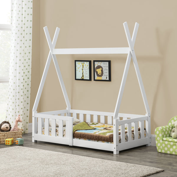 Kinderbed Tipi met uitvalbeveiliging 140x70 cm wit