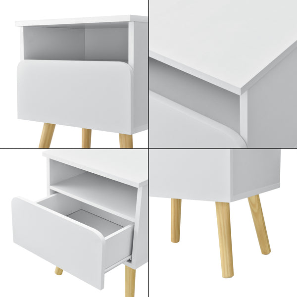 Nachtkastje Dargaville met lade 50x40x34 cm wit en hout