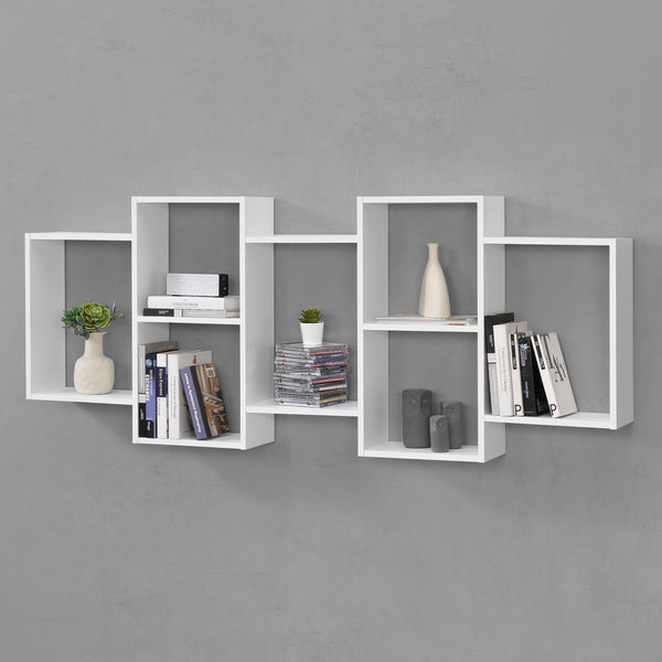 Wandplank Jessheim met 7 vakken 161x18x65 cm wit mat