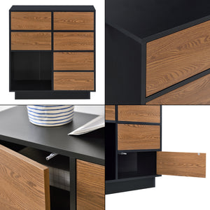 Commode Krokom druk en open 88x80x30 cm hout en zwart