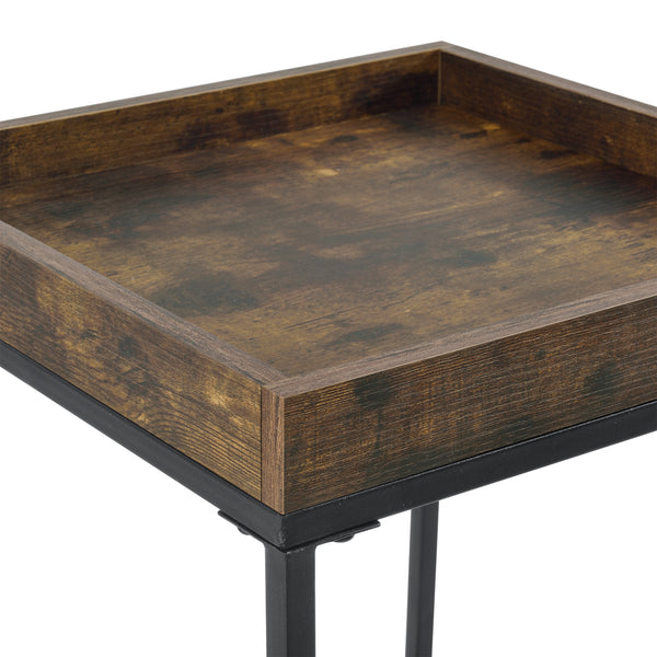 Bijzettafel Mariefred met plank 55x40x40 cm zwart en houtkleurig