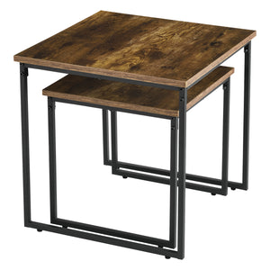 [en.casa] Bijzettafel Toreboda set van 2 zwart en houtkleurig