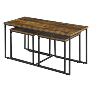 [en.casa] Salontafel Haparanda set van 3 zwart en houtkleurig