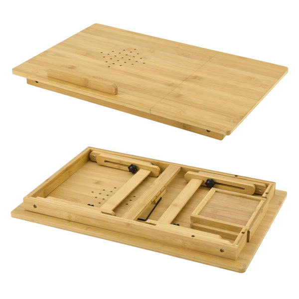 [en.casa] Bamboe laptoptafel bedtafel tot 55x35x20-28 cm