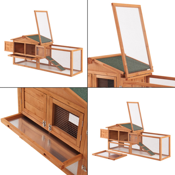 [en.casa] Konijnenhok Oberursel 68x156x52 cm houtkleurig