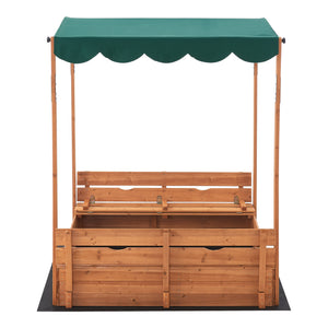 Zandbak Pitsunda met banken en luifel 145x118x118 cm [en.casa]