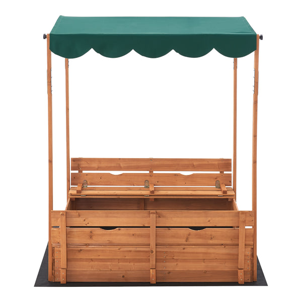 Zandbak Pitsunda met banken en luifel 145x118x118 cm [en.casa]