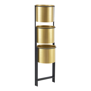 [en.casa] Bloempot op standaard Haasdonk zwart en messing