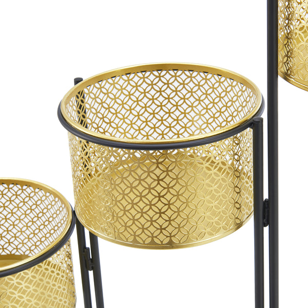 [en.casa] Bloempot op standaard Doel 69x69x20 cm zwart en messing