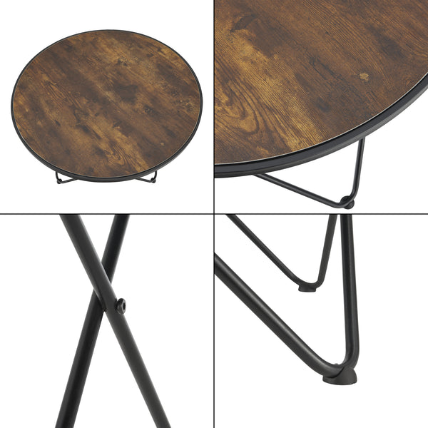 [en.casa] Salontafel Goskamark rond houtkleurig donker en zwart