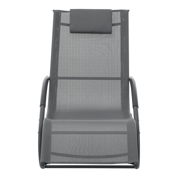 Ligstoel Tarent schommelstoel 174x63x88 cm donkergrijs [en.casa]