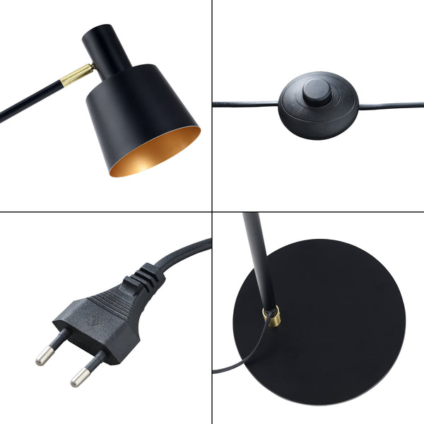 [lux.pro] Vloerlamp staande lamp Bristol metaal 140 cm zwart