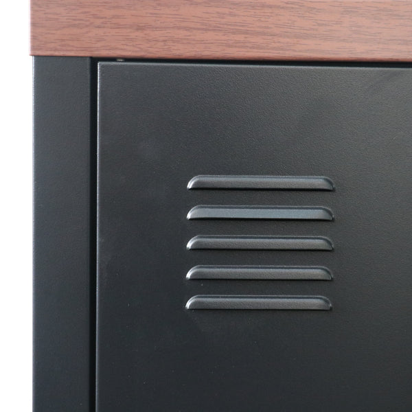 [en.casa] Commode Pälkäne metaal 58x113x40 cm zwart en houtkleurig