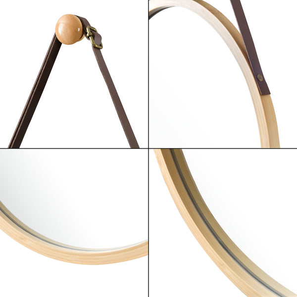 [en.casa] Passpiegel Bykle bamboe hangend rond Ø38 cm houtkleurig