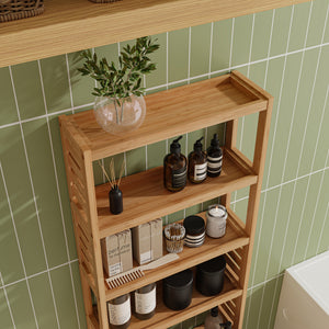 [en.casa] Staand rek Forssa bamboe 165x42x28 cm houtkleurig