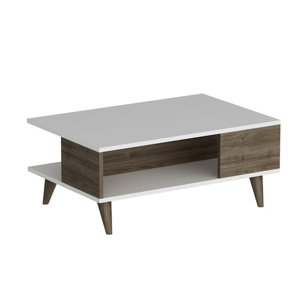 [en.casa] Salontafel Grenaa 39x90x60 cm wit en walnootkleurig
