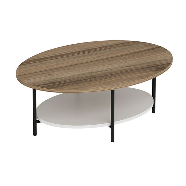 [en.casa] Salontafel Fredericia 36x90x60 cm Eiken wit en zwart