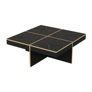 [en.casa] Salontafel Fjerritslev 35x90x90 cm marmer zwart en messing