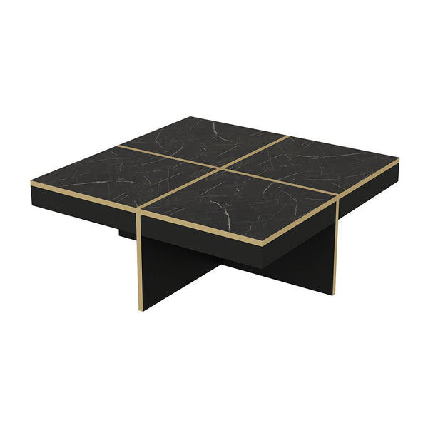 [en.casa] Salontafel Fjerritslev 35x90x90 cm marmer zwart en messing