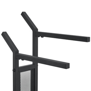 Handdoekhouder Telavi Staal 88x40x20cm Zwart / Houtlook [en.casa]
