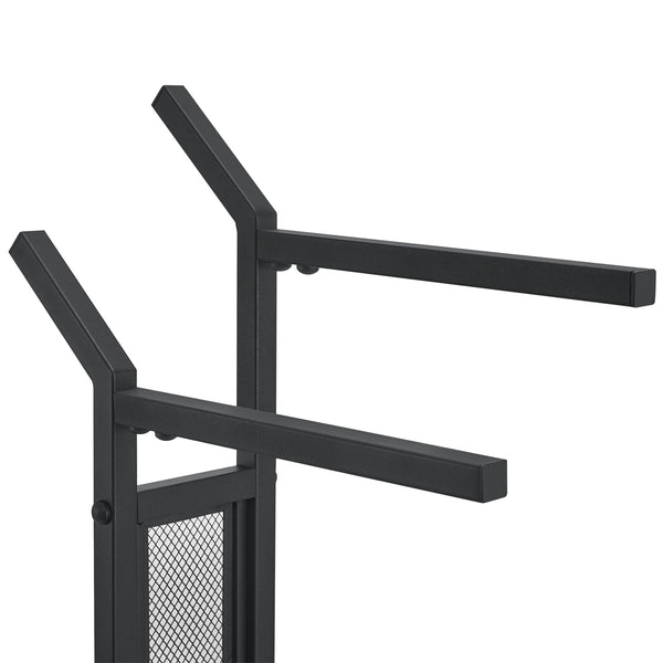 Handdoekhouder Telavi Staal 88x40x20cm Zwart / Houtlook [en.casa]