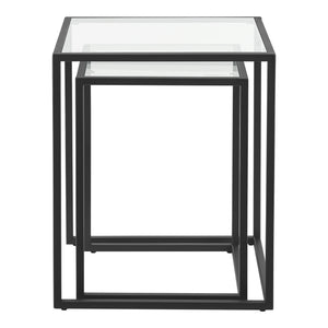 [en.casa] Bijzettafel set van 2 Holstebro zwart en transparant
