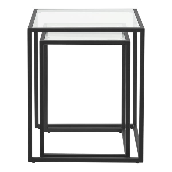 [en.casa] Bijzettafel set van 2 Holstebro zwart en transparant