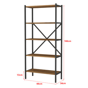 [en.casa] Staand rek Tomelilla 160x66x34 cm walnootkleurig