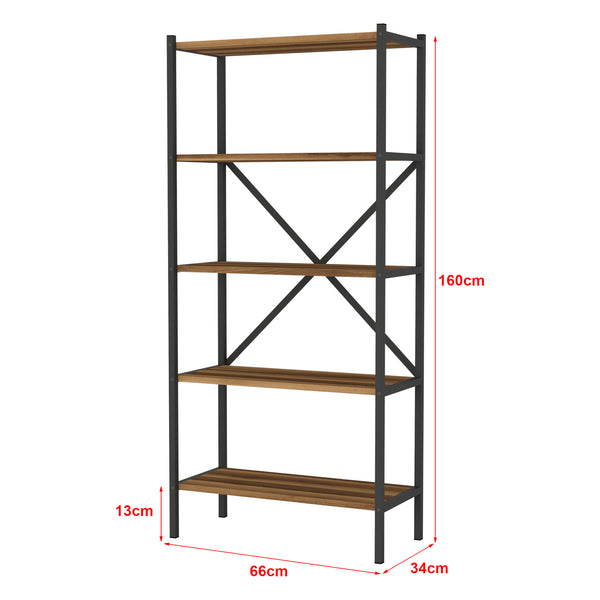 [en.casa] Staand rek Tomelilla 160x66x34 cm walnootkleurig