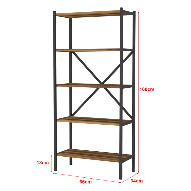 Maatschets [en.casa] Staand rek Tomelilla 160x66x34 cm walnootkleurig