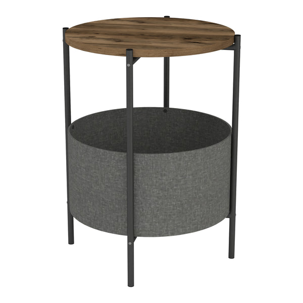 [en.casa] Bijzettafel Hofors 60xØ43 cm eiken antiek antraciet en grijs