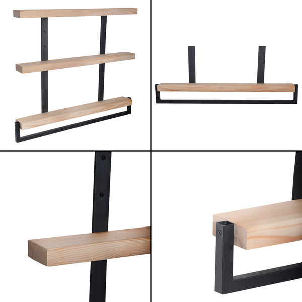 [en.casa] Wandplank Nykøbing 67,5x79x8,5 cm houtkleurig en zwart