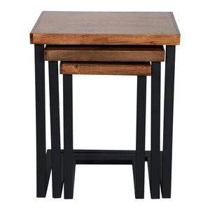 [en.casa] Bijzettafel set van 3 Rørvig zwart en houtkleurig