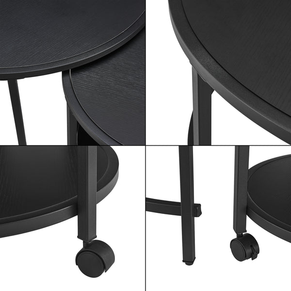 [en.casa] Salontafel set van 2 Værøy rond zwart mat