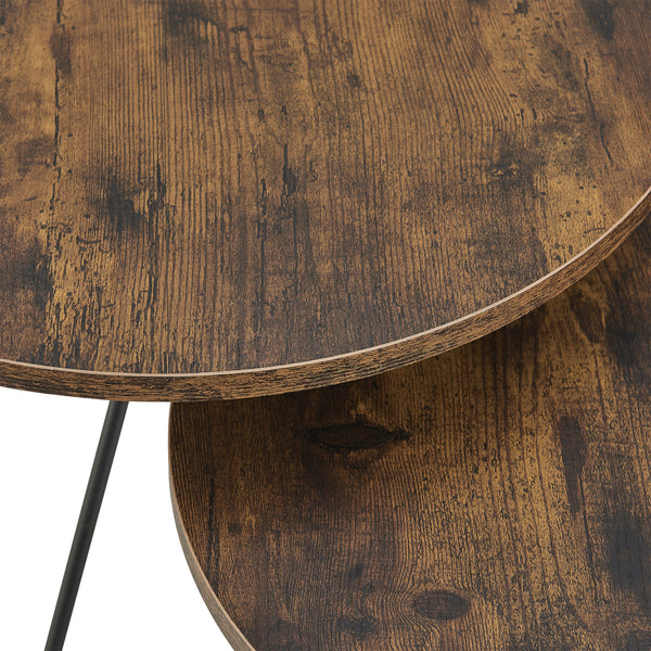 [en.casa] Salontafel set van 2 Väsby rond houtkleurig donker en zwart