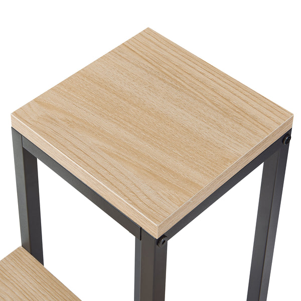 [en.casa] Plantenstandaard Ameland 67x34x34 cm zwart en houtkleurig