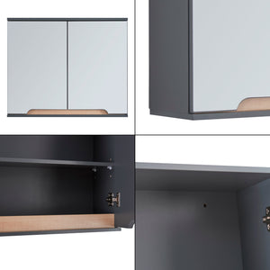 [en.casa] Badkamerkast met spiegel Gescher 49,5x60x20 cm grijs en houtkleurig
