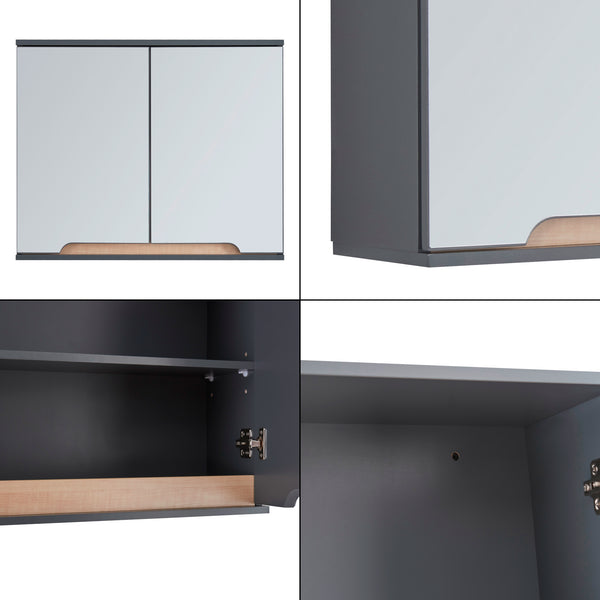 [en.casa] Badkamerkast met spiegel Gescher 49,5x60x20 cm grijs en houtkleurig