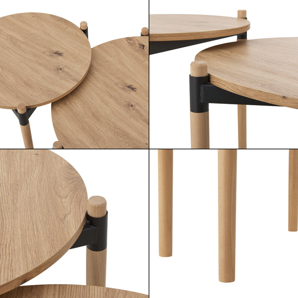 [en.casa] Salontafel Kristinestad set van 2 mdf houtkleurig