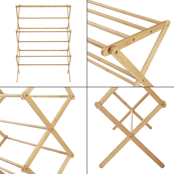 [en.casa] Droogrek Grinau inklapbaar 128x72x44 cm bamboe
