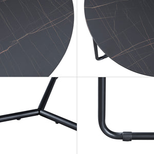 [en.casa] Salontafel Poxdorf set van 2 rond marmer zwart en zwart