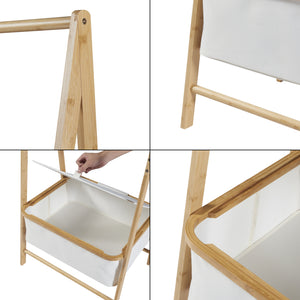 [en.casa] Bamboe kledingrek Iitti 159x60x45 cm houtkleurig en wit