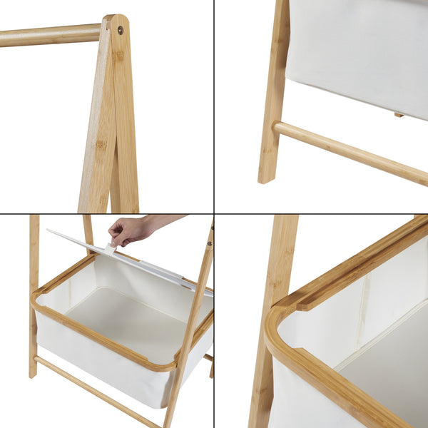 [en.casa] Bamboe kledingrek Iitti 159x60x45 cm houtkleurig en wit