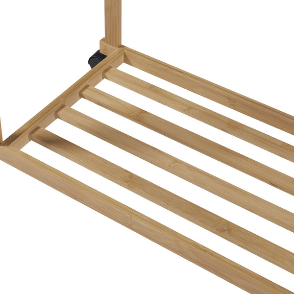 [en.casa] Bamboe kledingrek Ilmajok op wielen 147x70x36 cm houtkleurig