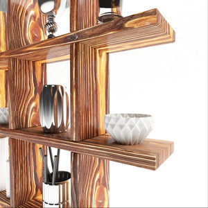 [en.casa] Wandplank Orimattila grenen 62x62x9 cm houtkleurig donker