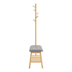 [en.casa] Schoenenrek Bygland met kapstok 165x90x34 cm houtkleurig en grijs